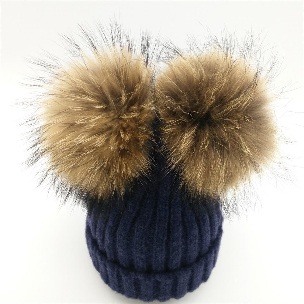 Lanxxy Trẻ Em Mùa Đông Len Bông Mũ Cô Gái Bất Mink Fur Pompom Hat Kids Chàng Trai Mũ Gorro Beanies Hat Skullies Bé Hat