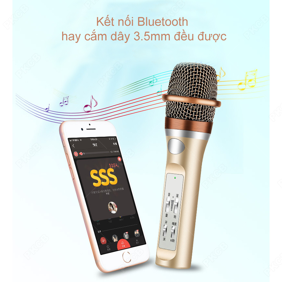 Micro Bluetooth Không Dây KTV Live Stream Cực Hot Hiện Nay PKCB S6 Bạc - Hàng Chính Hãng