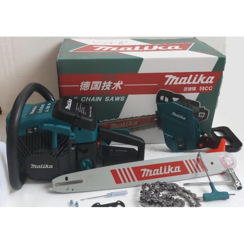 Máy cưa xích chạy xăng Malika, máy cưa xích công suất 2000w, 58CC