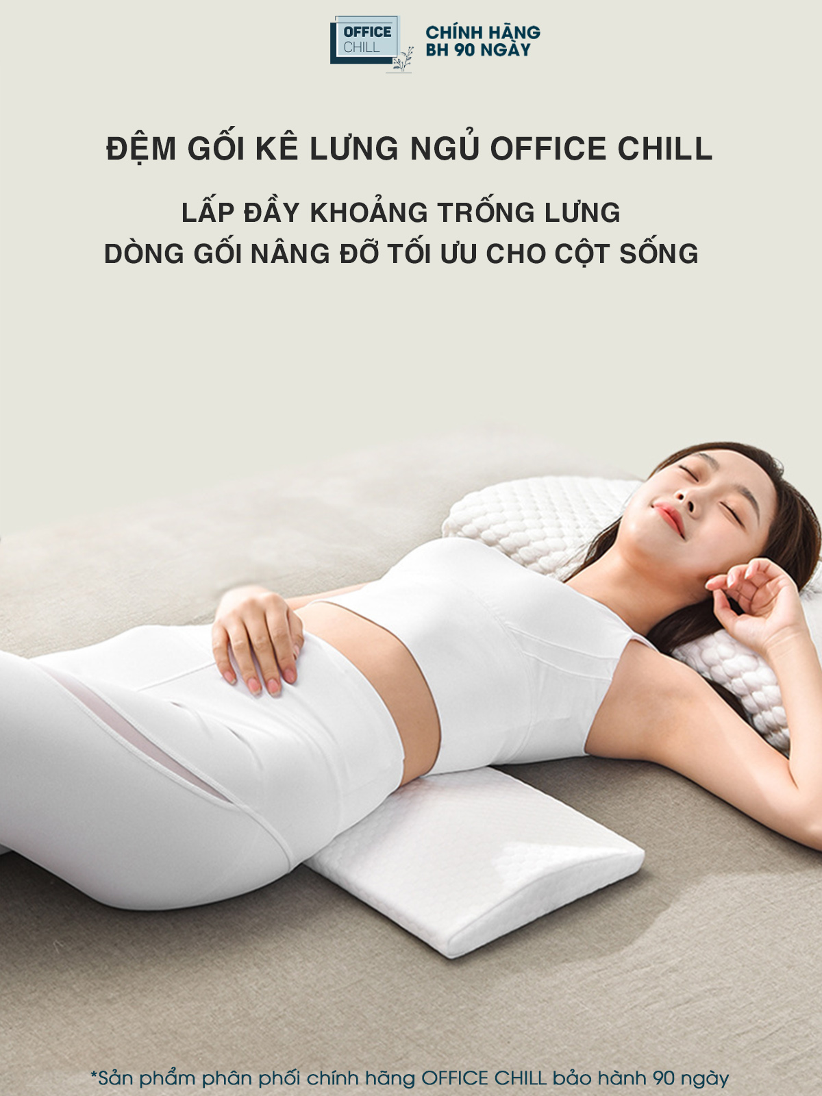Đệm Gối Kê Lưng Ngủ OFFICE CHILL Đệm Kê Thắt Lưng Cao Su Non Hỗ Trợ Đau Lưng Thoát Vị Đĩa Đệm Bảo Hành 1 Năm