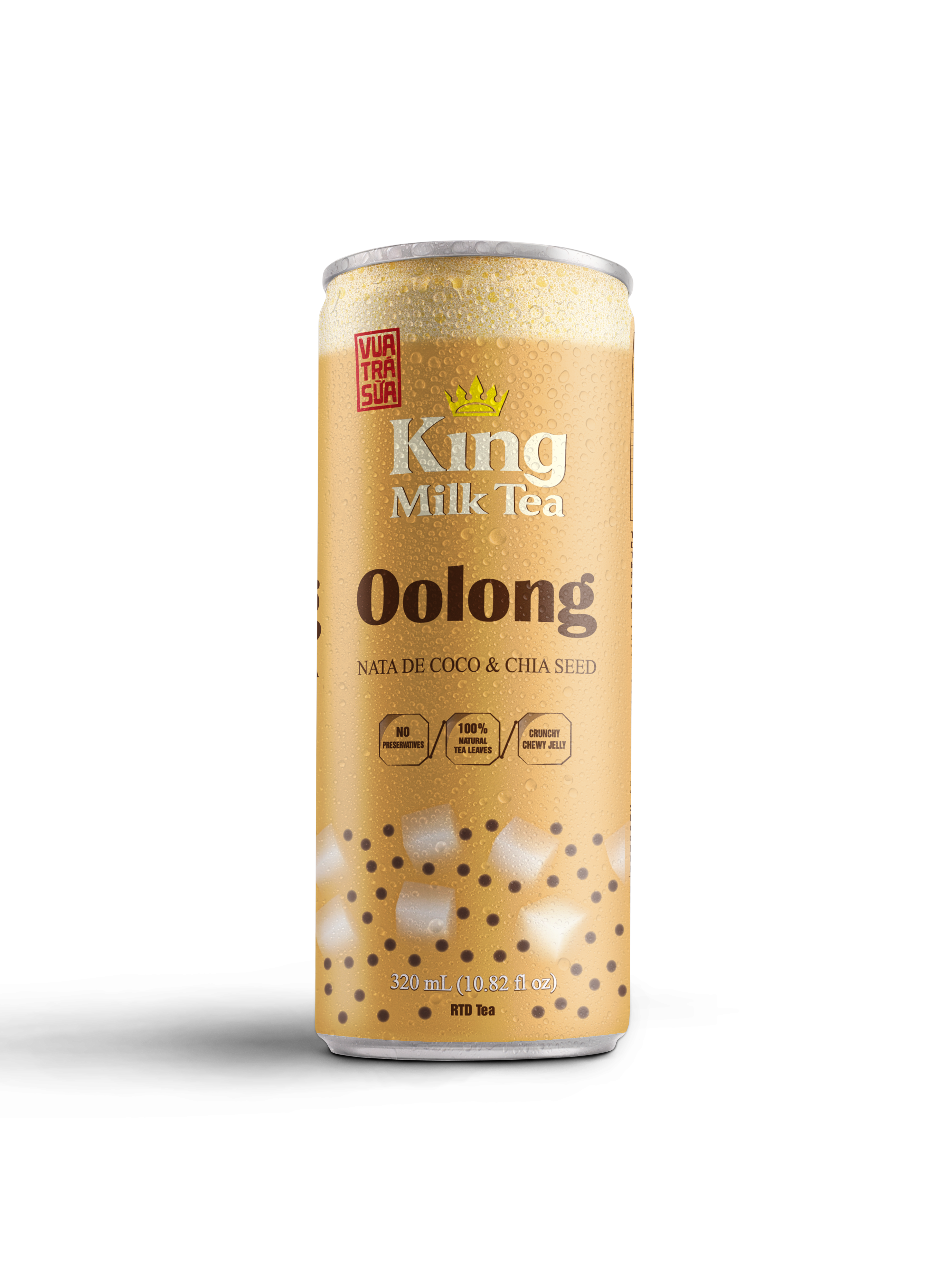 Lốc 6 lon Trà sữa Oolong thạch dừa và hạt chia King Coffee -320ml/lon