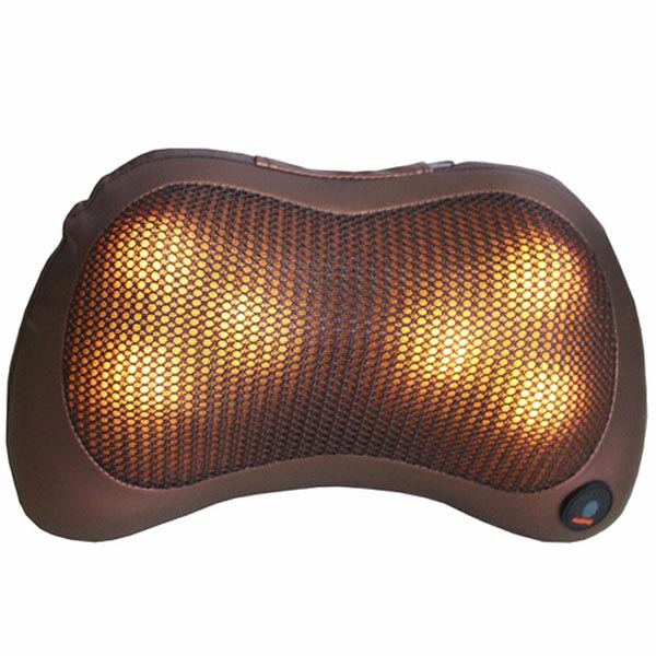 Gối massage hồng ngoại 6 bi cao cấp tặng kèm 2 khăn lau mềm 30x30cm ( màu ngẫu nhiên)