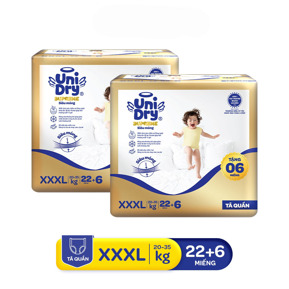 [Mẫu mới]Combo 2 Tã quần Unidry G3X Supreme siêu mỏng size XXXL - 22+6 miếng