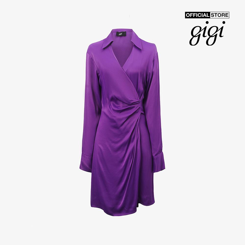 GIGI - Đầm mini tay dài cổ bẻ xoắn eo nữ tính G2107D222103