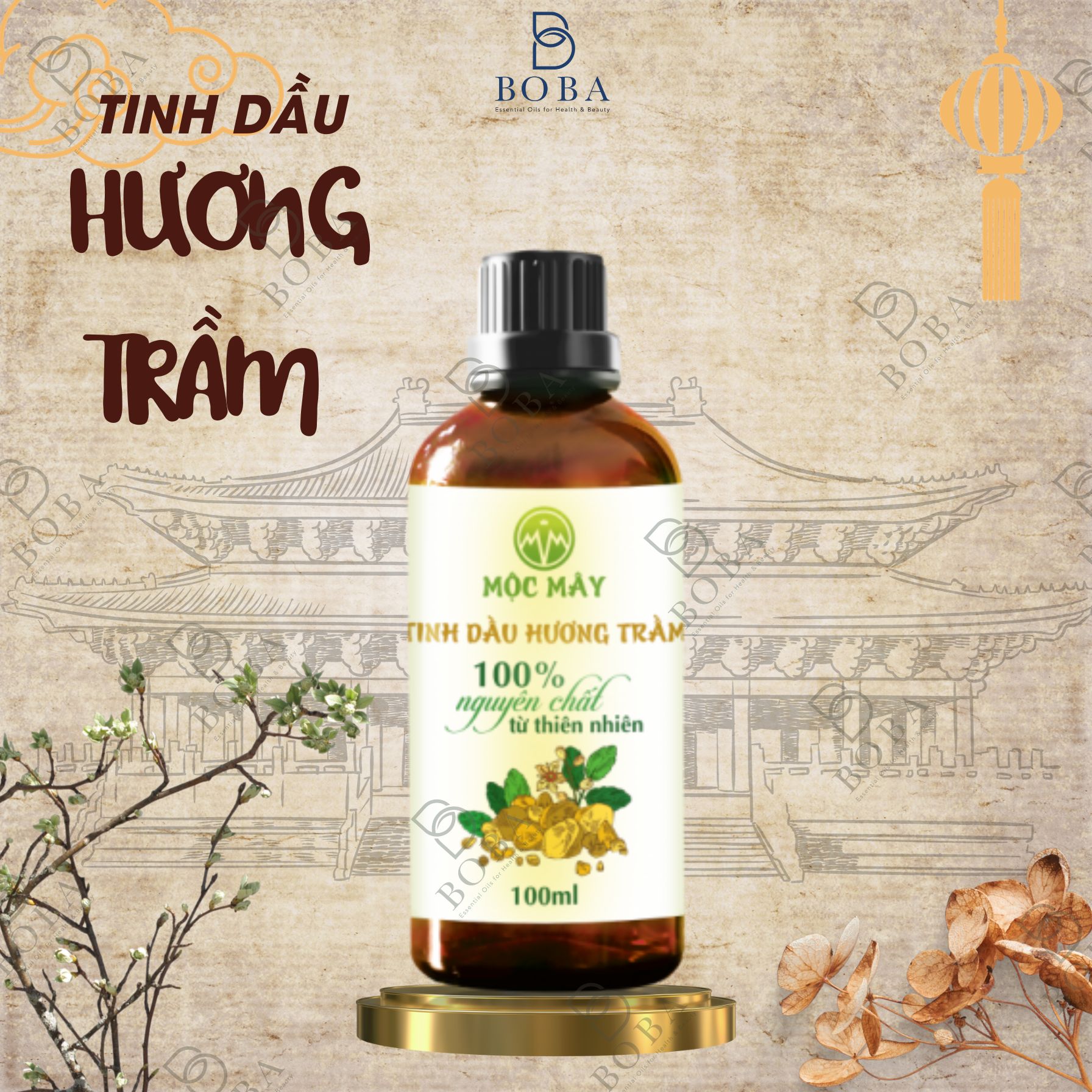 Tinh Dầu Trầm Hương Xông Hương Thơm, Thư Giãn, Kháng Khuẩn - BOBA NATURALS
