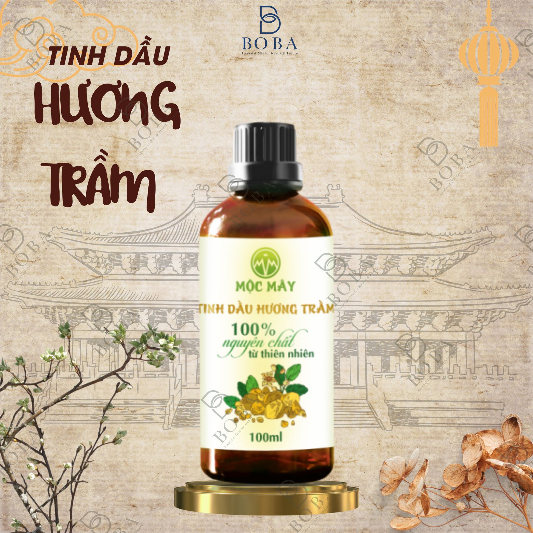 (HCM) Tinh Dầu Trầm Hương Xông Hương Thơm, Thư Giãn, Kháng Khuẩn - BOBA NATURALS