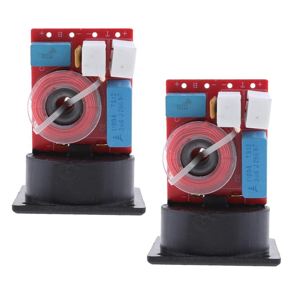 2 Pieces 2 Way Loudspeaker Crossovers Stereo 80W for Car Home Audio System