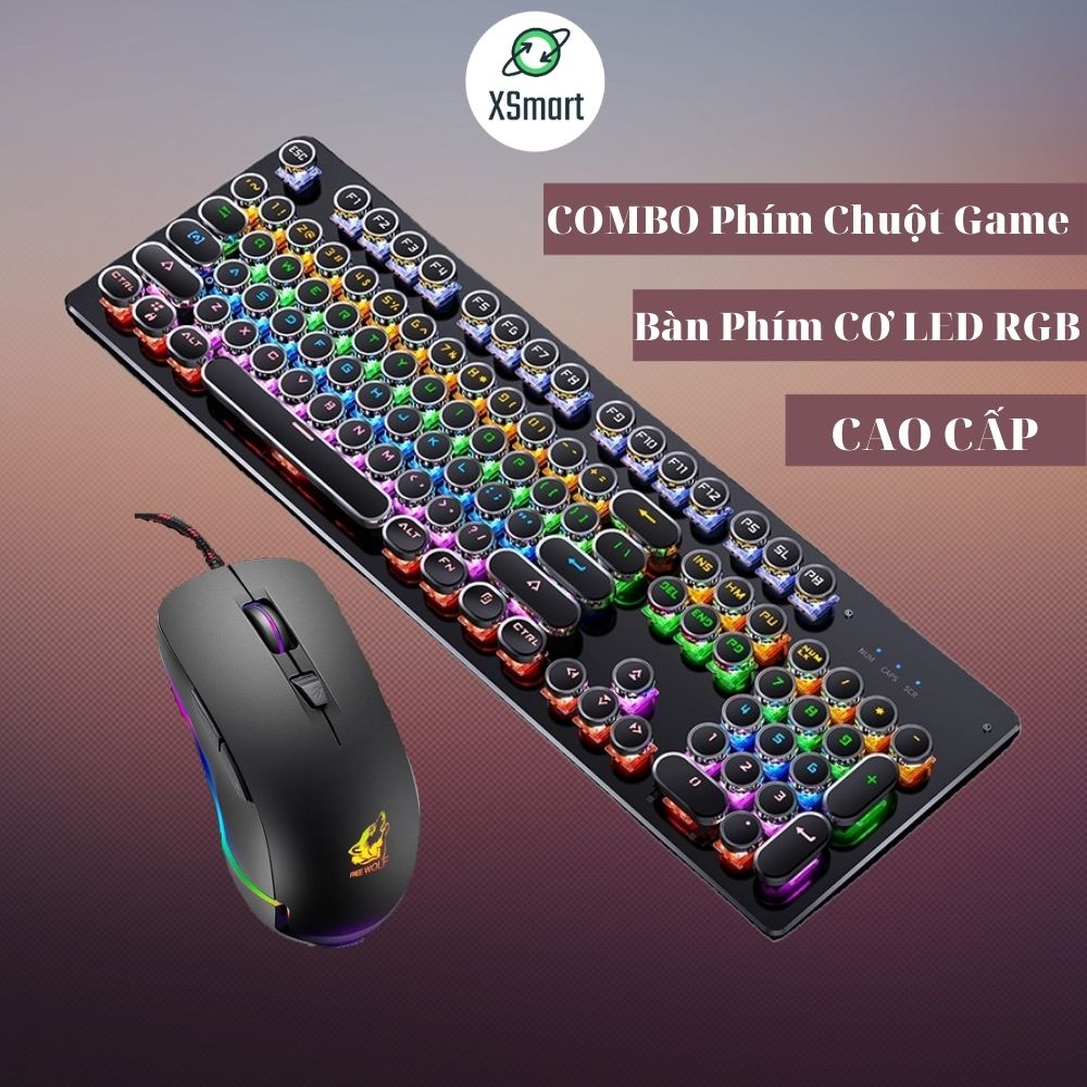 Bộ Bàn Phím CƠ Chơi Game XSmart Led Nhiều Màu Và Chuột Gaming T907+V6 Tương Thích Laptop Máy Tính PC - Hàng Chính Hãng