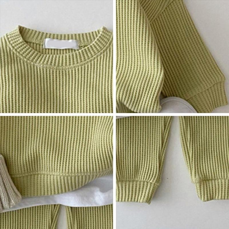 Trẻ Em Tay Dài Quần Áo 2021 Mới Thu Dệt Kim Bé Gái Thể Thao Trang Phục Phù Hợp Với Mùa Đông Ấm Áp Tập Đi Cho Bé Trẻ Em Bộ Quần Áo