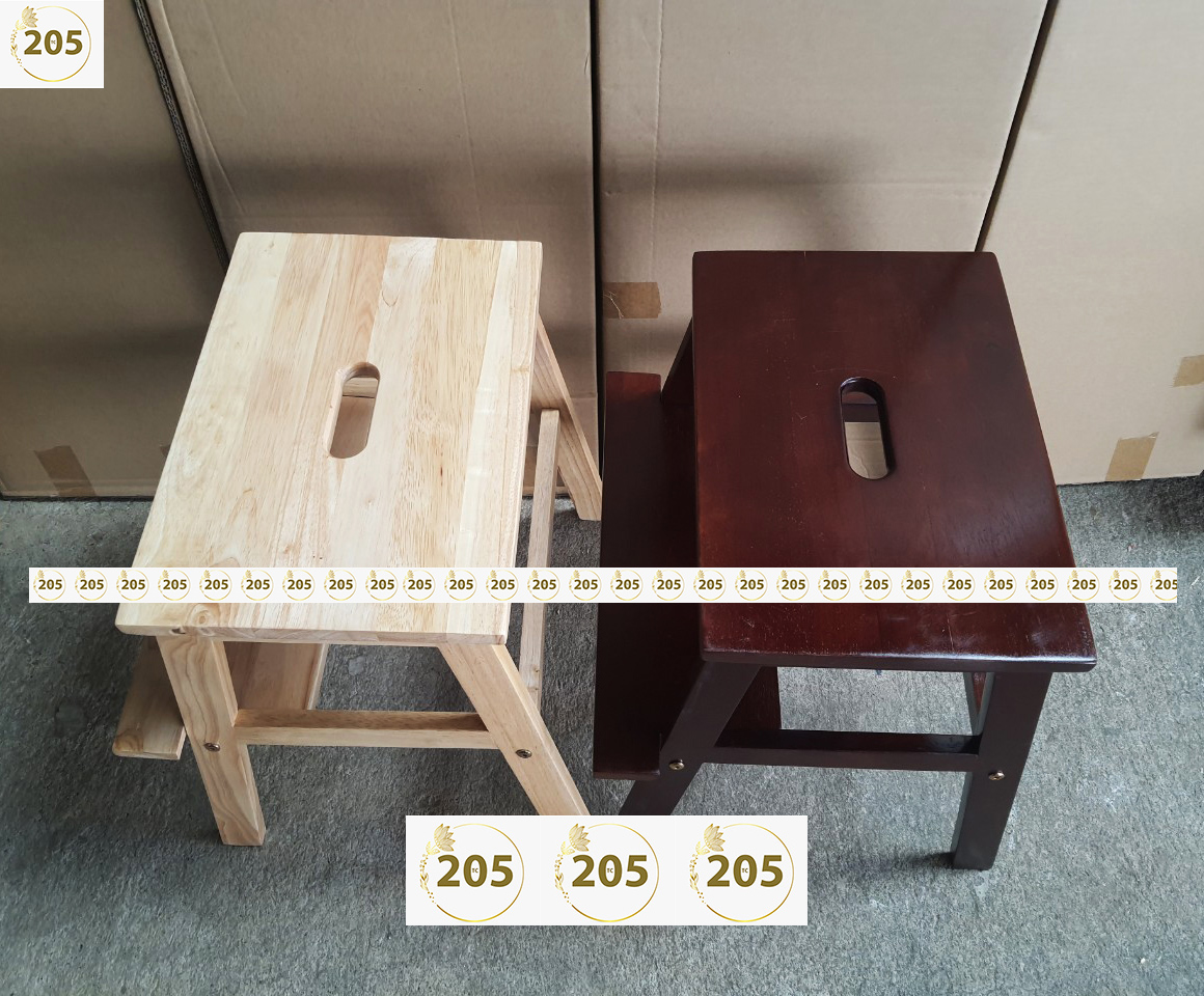 Ghế bậc thang 2 tầng bằng gỗ cao su 100% MÀU VÀNG - 205 TC WOODEN STOOL