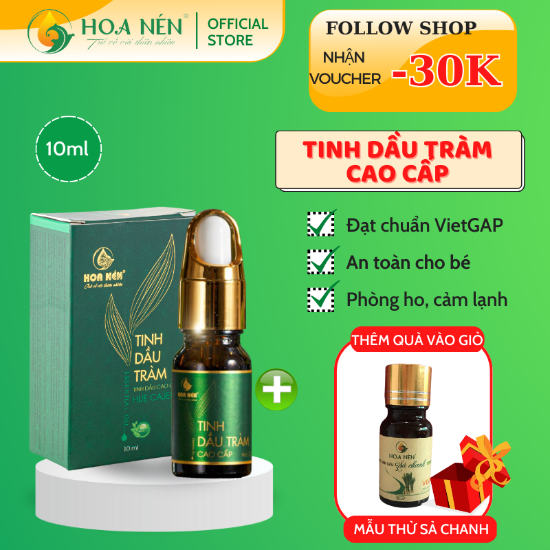 Tinh dầu Tràm Huế nguyên chất CAO CẤP Hoa Nén 10ml - Chuẩn VietGAP - Chăm sóc sức khỏe mẹ và bé