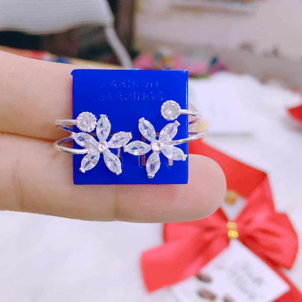 BÔNG TAI KẸP HOA 5 CÁNH BẠC TA -