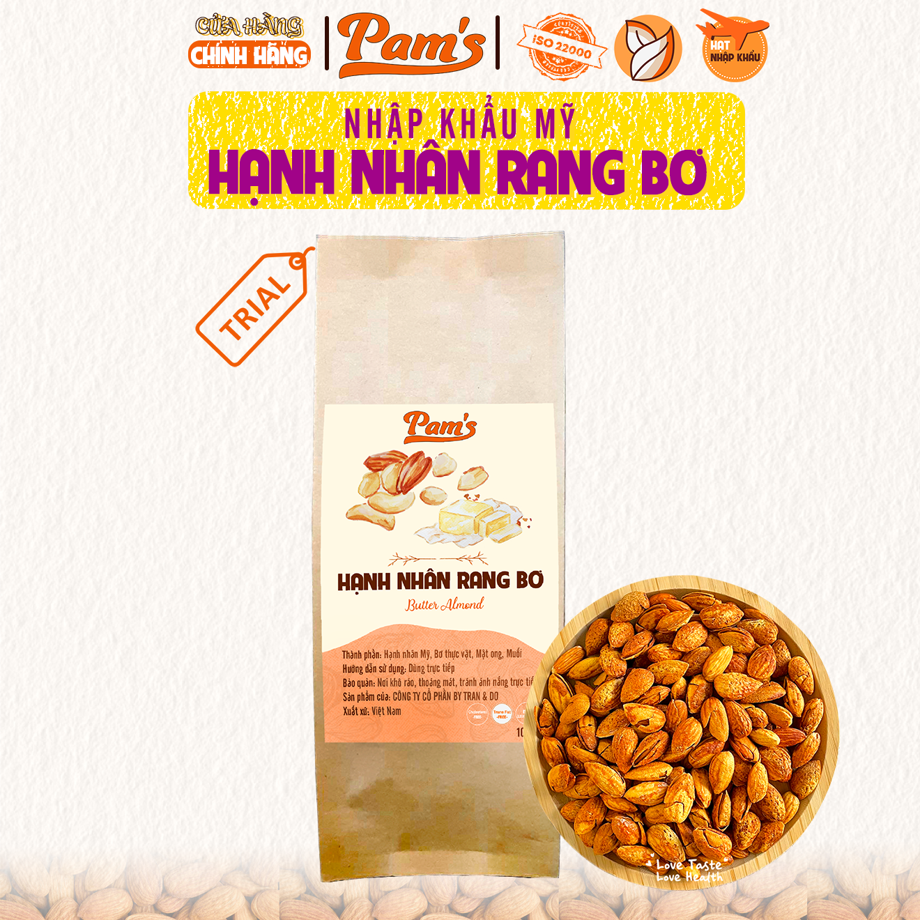 Hạnh Nhân Mỹ Rang Bơ Pams (50g/túi) Hạt Hạnh Nhân Giòn Thơm, Béo Bùi Vị Bơ, Thích Hợp Ăn Giảm Cân