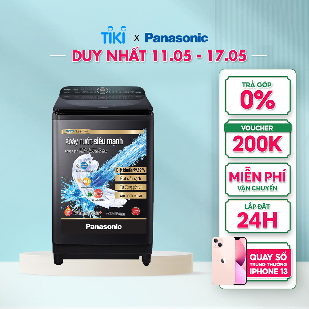 [CHỈ GIAO TẠI HCM] - Máy Giặt Cửa Trên Panasonic 13KG NA-FD12VR1BV - Hàng Chính Hãng