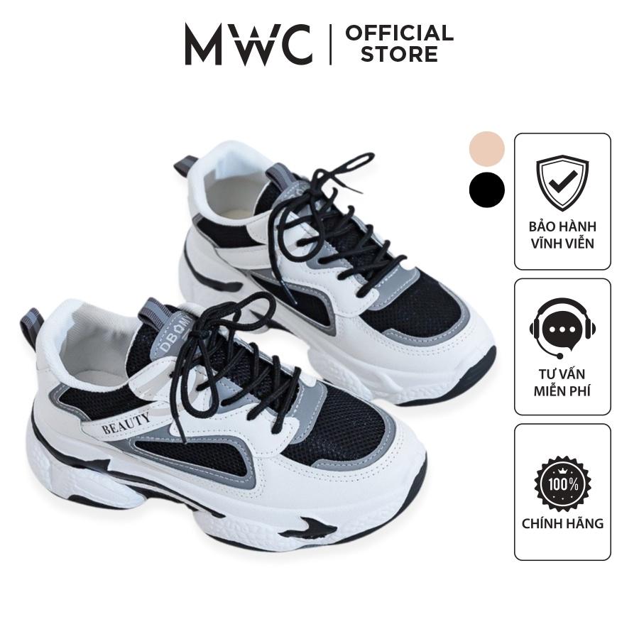 Giày MWC 0664 - Giày Thể Thao Nữ Đế Cao, Sneaker Da Đế Độn Phối Màu Hiện Đại Trendy