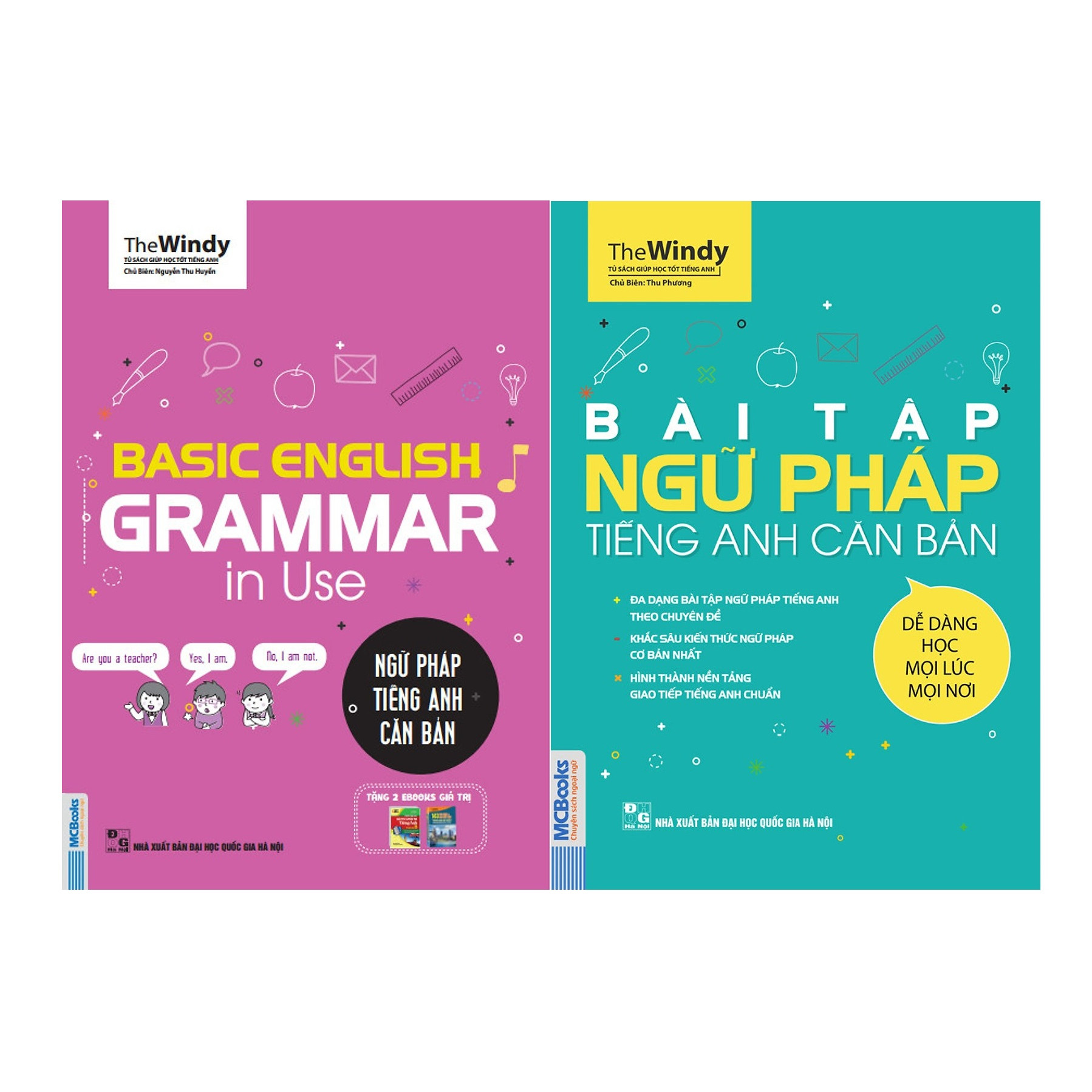 Combo Trọn Bộ Luyện Ngữ Pháp Tiếng Anh Phiên Bản ChiBi ( Basic English Gramma In Use: Ngữ Pháp Tiếng Anh Căn Bản + Bài Tập Ngữ Pháp Tiếng Anh Căn Bản ) tặng kèm bookmark