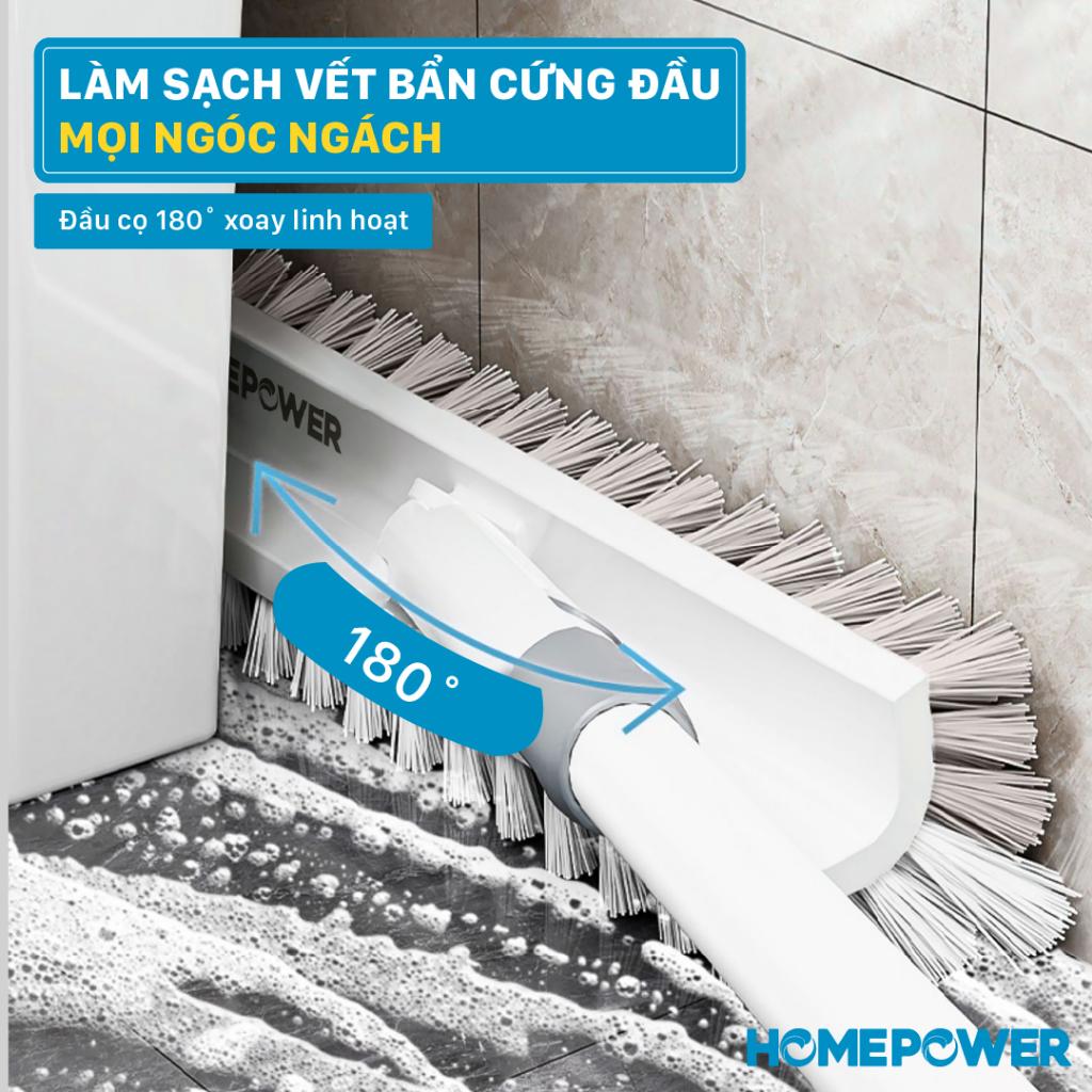 Cây Chà Sàn Nhà Tắm Homepower SV-01 Bản Nâng Cấp 2 Trong 1, Cọ Góc Tường Đầu Xoay 180 Độ Linh Hoạt