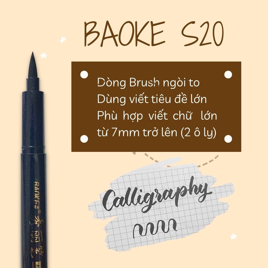 Bút viết thư pháp hán tự, CALLIGRAPHY Baoke S20 - S21 - S22 - Mực đen