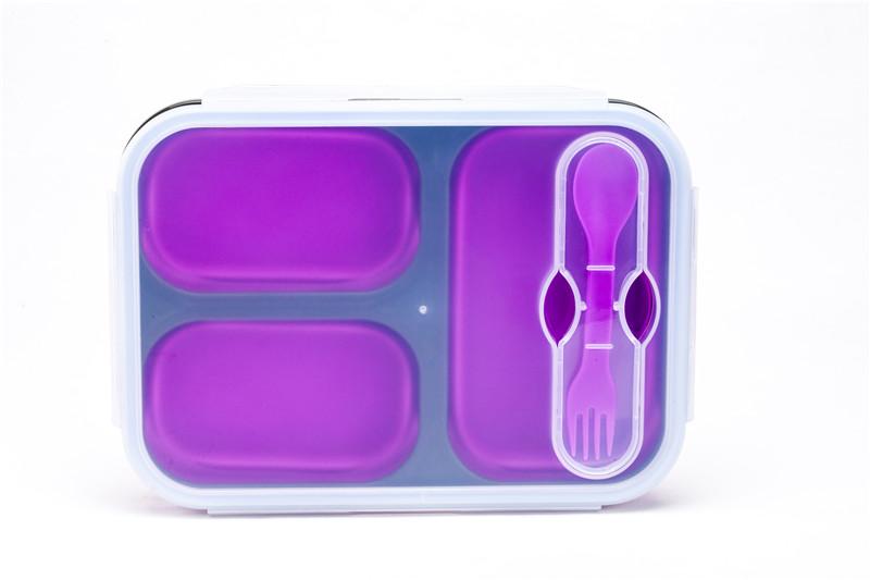 Silicone Folding Lunch Box Lunch Box Thực phẩm container lò vi sóng dã ngoại Bộ đồ ăn