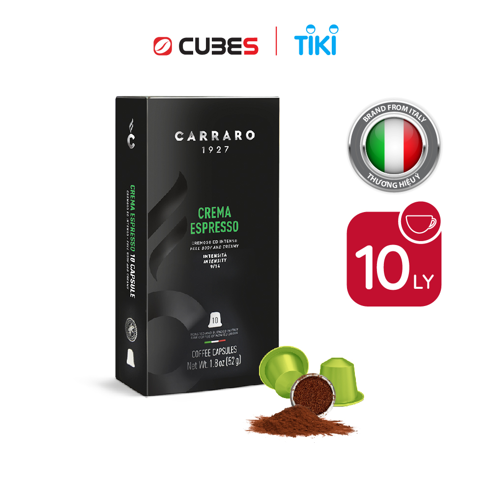 Cà phê viên nén Carraro Hazenut Coffee - Tương thích với máy capsule Nespresso