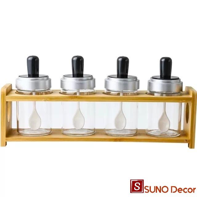 Kệ Gỗ Đựng Hũ Gia Vị, Giá Để Gia Vị, Chai Chiết Gia Vị Tiết Kiệm Diện Tích