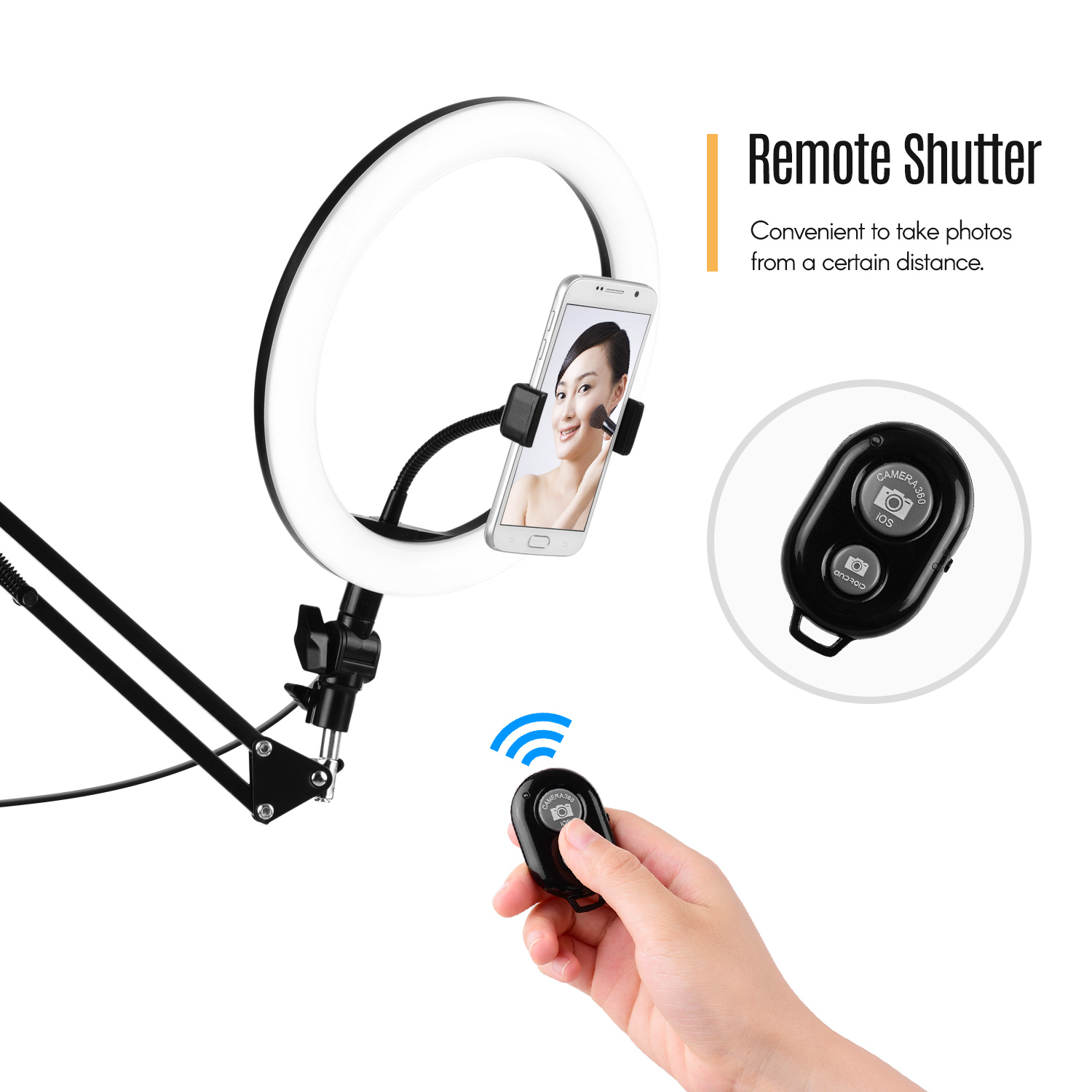 Đèn chụp ảnh vòng LED 26cm / 10 inch có thể điều chỉnh độ sáng được hỗ trợ ánh sáng linh hoạt