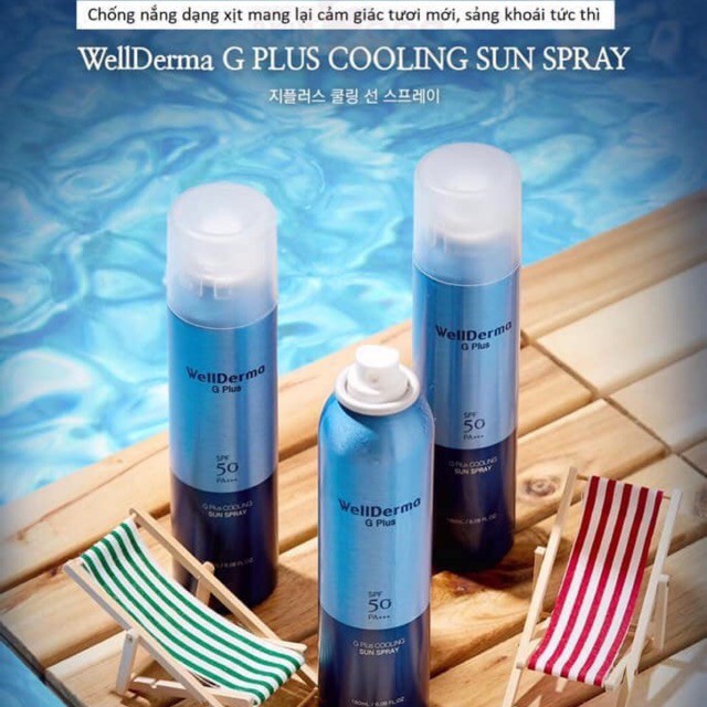 Xịt Chống Nắng Wellderma G Plus Cooling Sun Spray SPF 50PA+++ 180ml