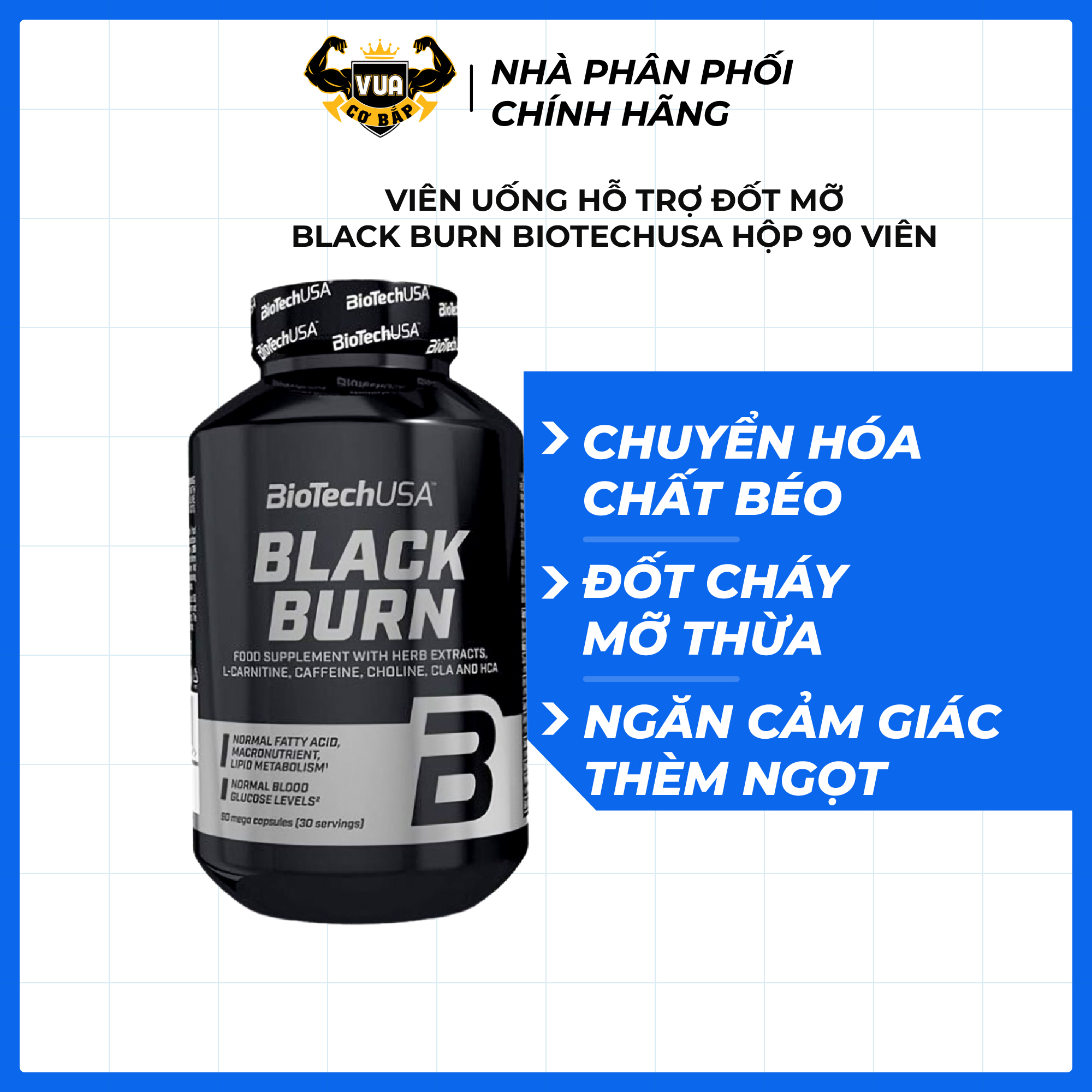 Viên Uống Hỗ Trợ Đốt Mỡ Black Burn BiotechUSA Hộp 90 Viên