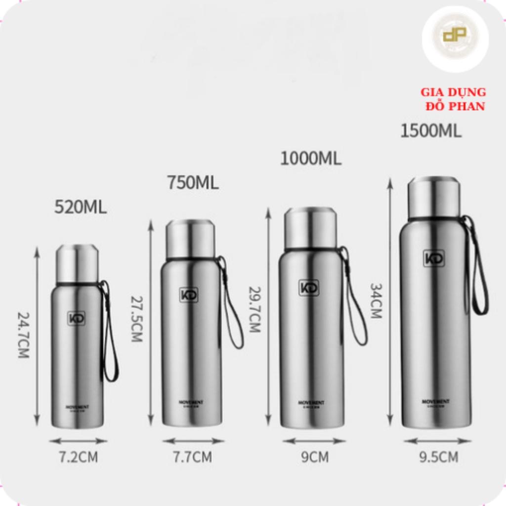 Bình giữ nhiệt inox 304 cao cấp KD 3 lớp giữ nóng và lạnh 24h, có lưới lọc trà, nắp uống nước