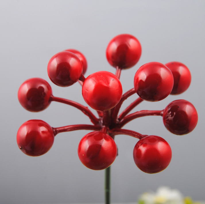 Set 5 nhánh quả đỏ chùm hoa trang trí noel, trang trí cây thông
