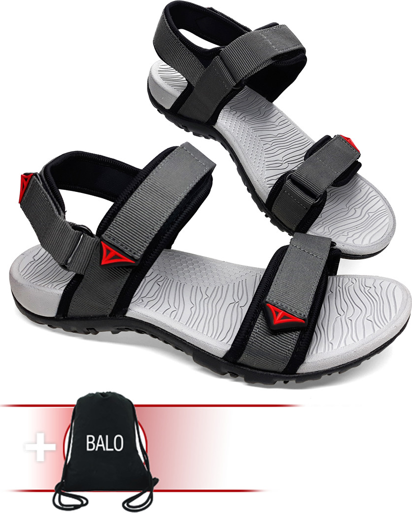 Giày Sandal Việt Thủy Quai Ngang VT01 - Xám - Tặng Kèm Balo Túi Rút