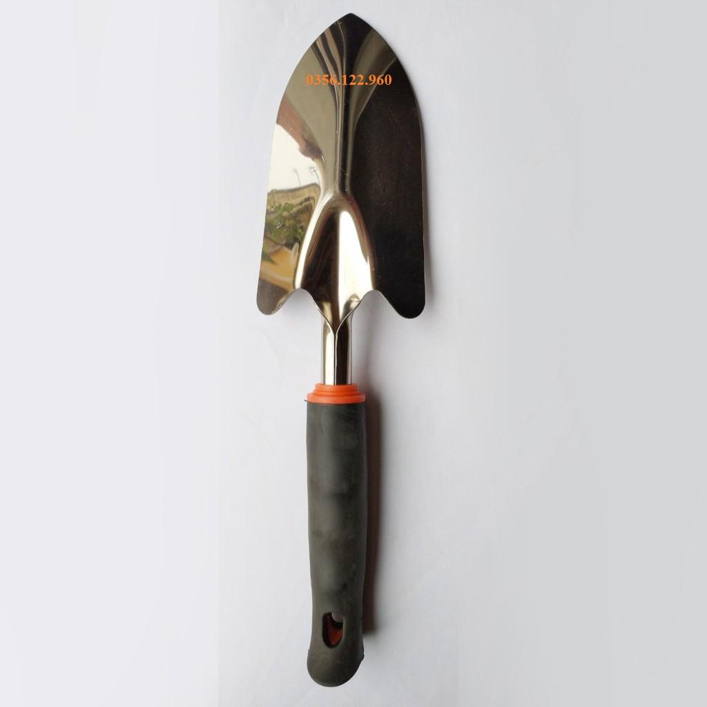 Xẻng làm vườn INOX không gỉ - cán cầm cao su - KT 30x10x3cm