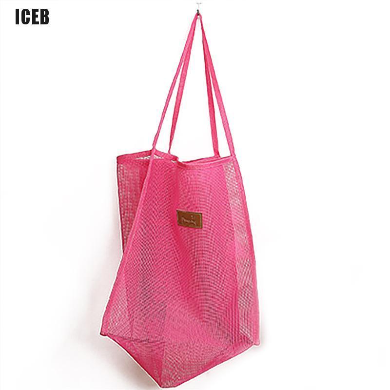 iceb Women's Transparent Mesh Single Shoulder Bag All-Match Shopping Beach Net Bag