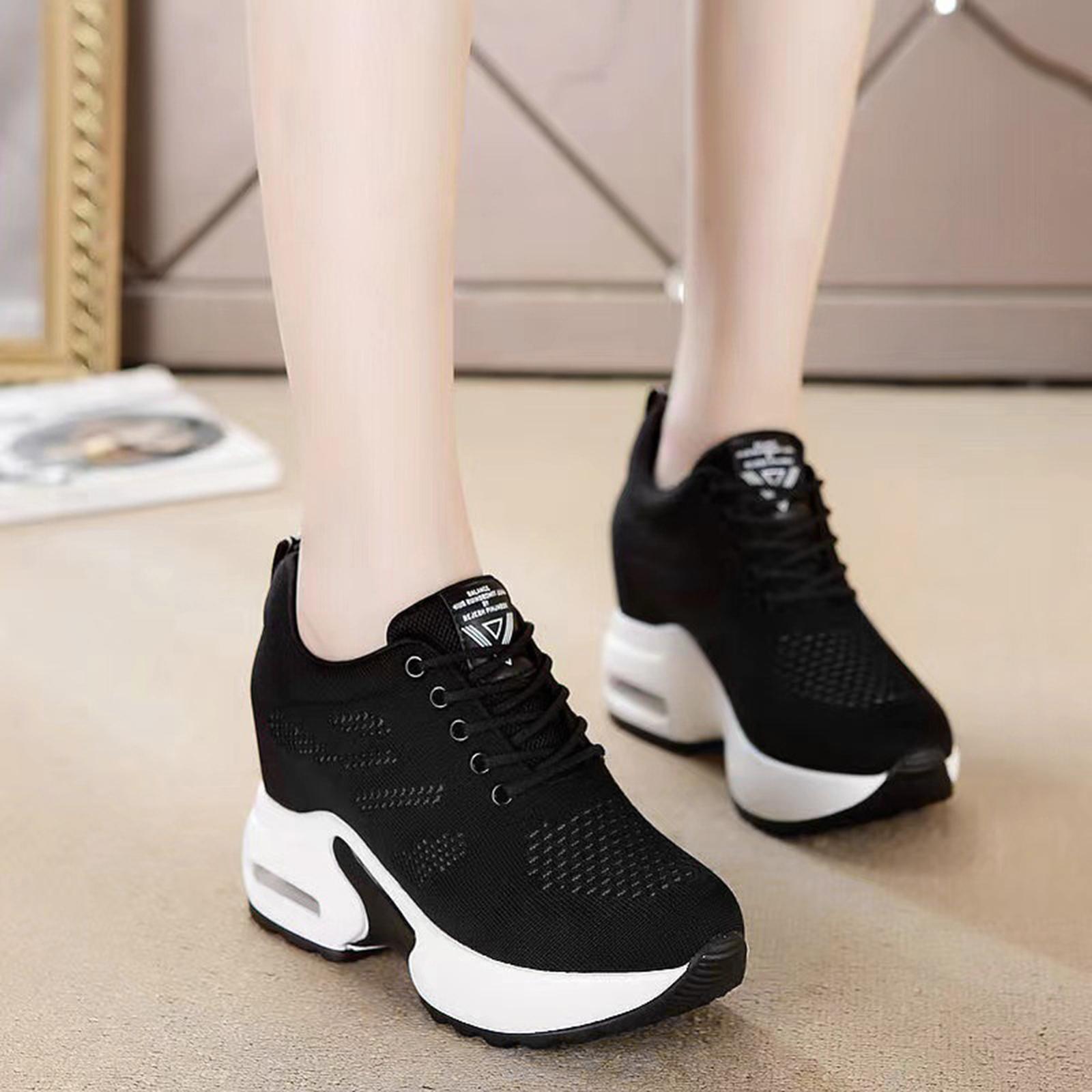 Women Sneakers Wedge Shoes Booties Lightweight Trainers Height Increasing Mesh Walking Shoes for Running Outdoor Hiking Ladies Girls