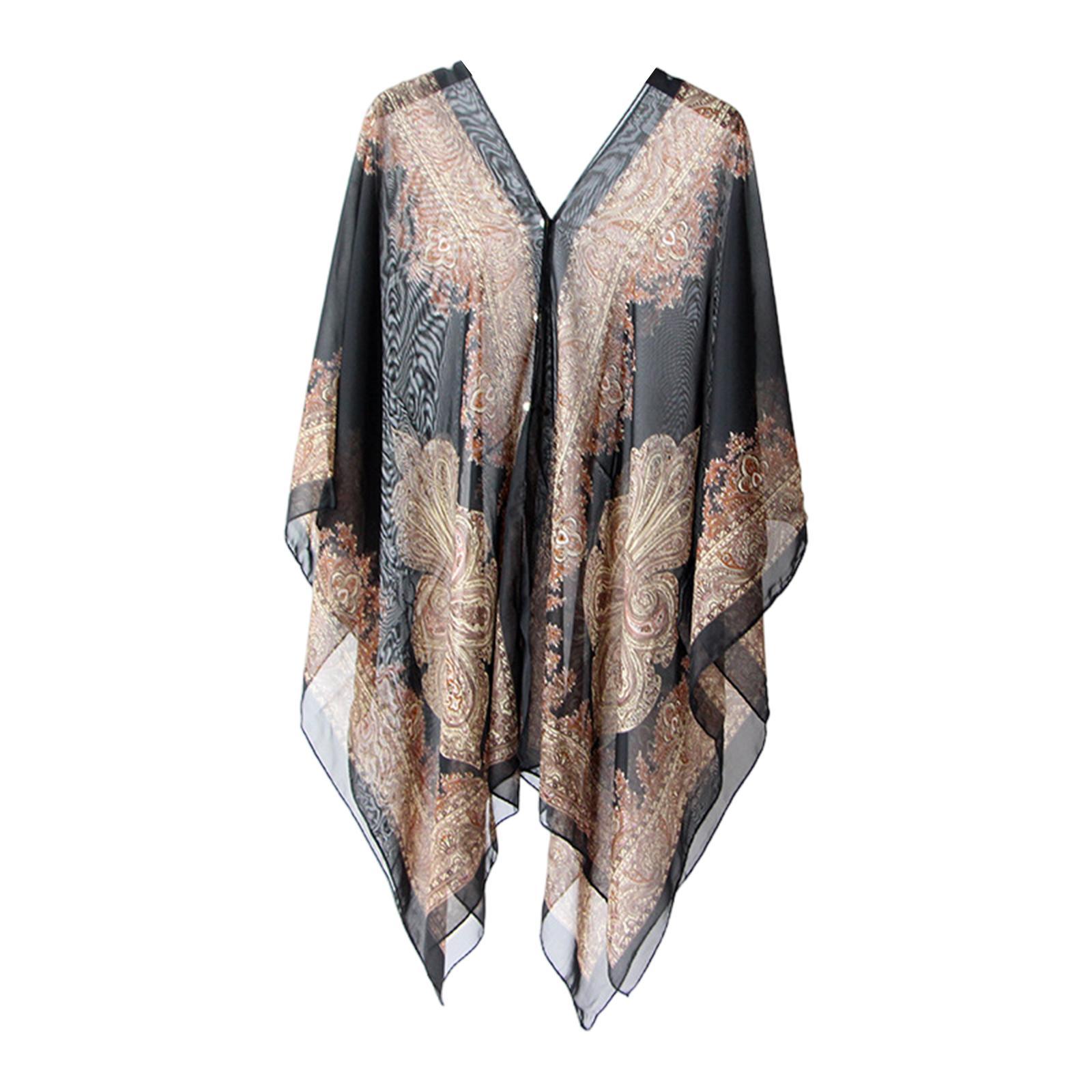 Women Beach Chiffon Chiffon Cover up Top Sleeveless Open Front Soft Loose Shawl Women Chiffon Shawl Wrap for Wedding Evening Summer Cycling