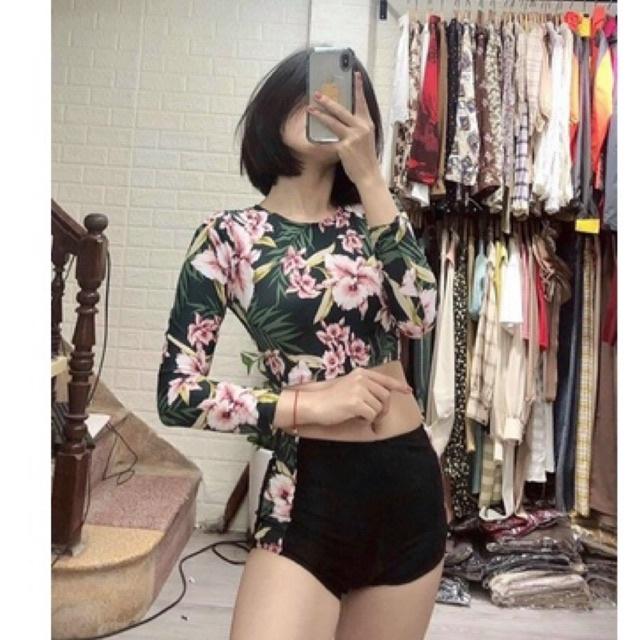 Đồ bơi bikini tay dài hoa siêu đẹp