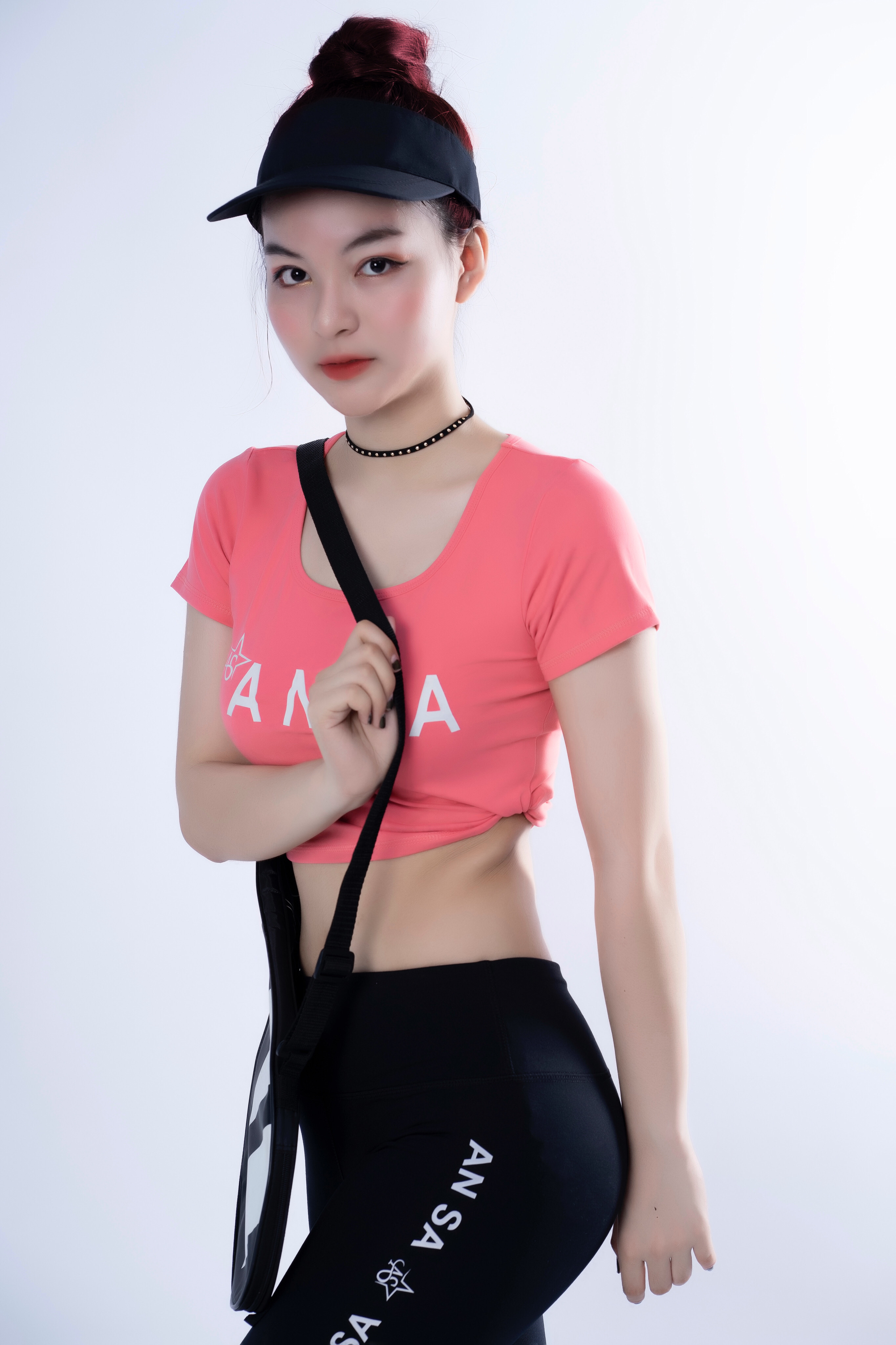 Bộ thể thao nữ quần dài áo croptop có tay Màu Cam - DD303