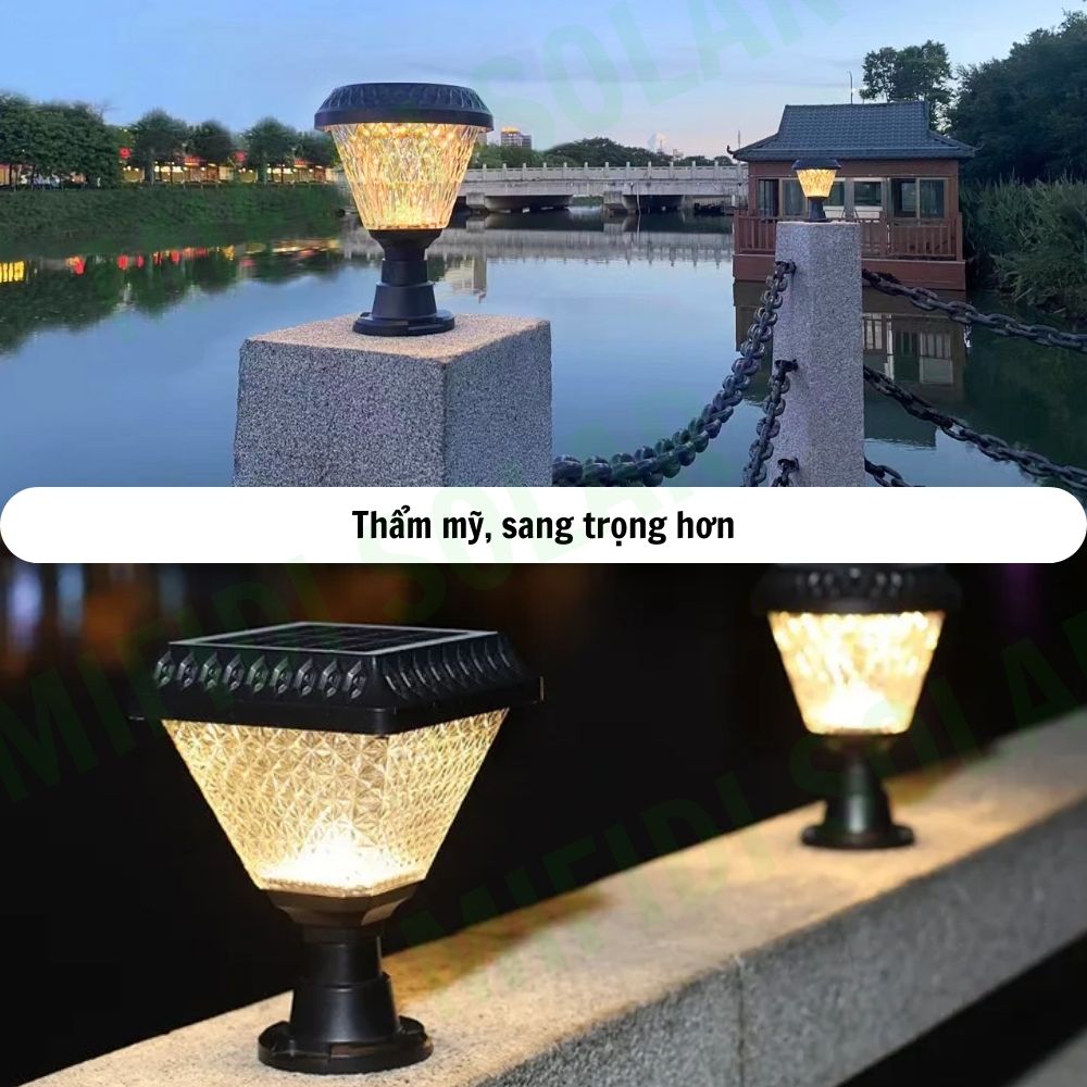 Đèn Trụ Hành Lang MIFIDI Họa Tiết Kim Cương Năng Lượng Mặt Trời DTHL02