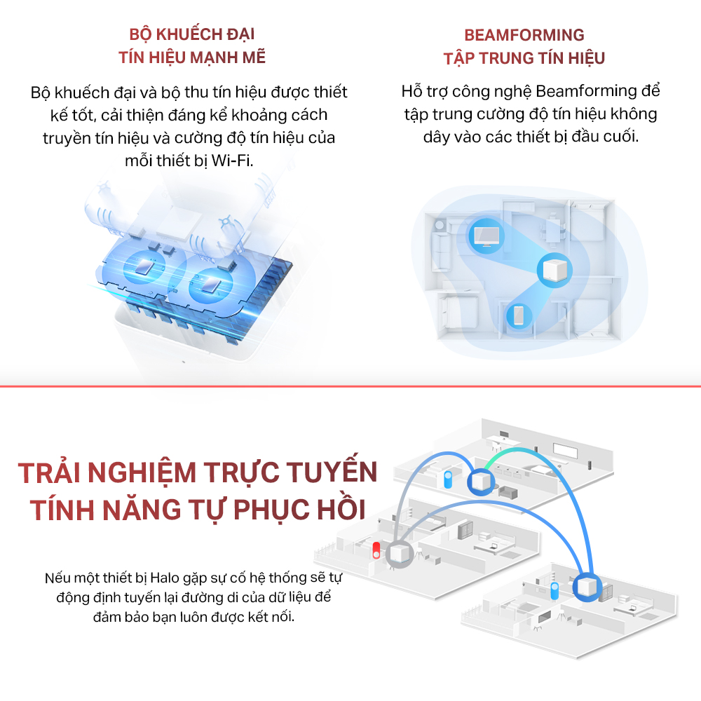 Bộ Phát Wifi Mesh Mercusys Halo H30 Chuẩn AC Tốc Độ 1200Mbps - Hàng Chính Hãng