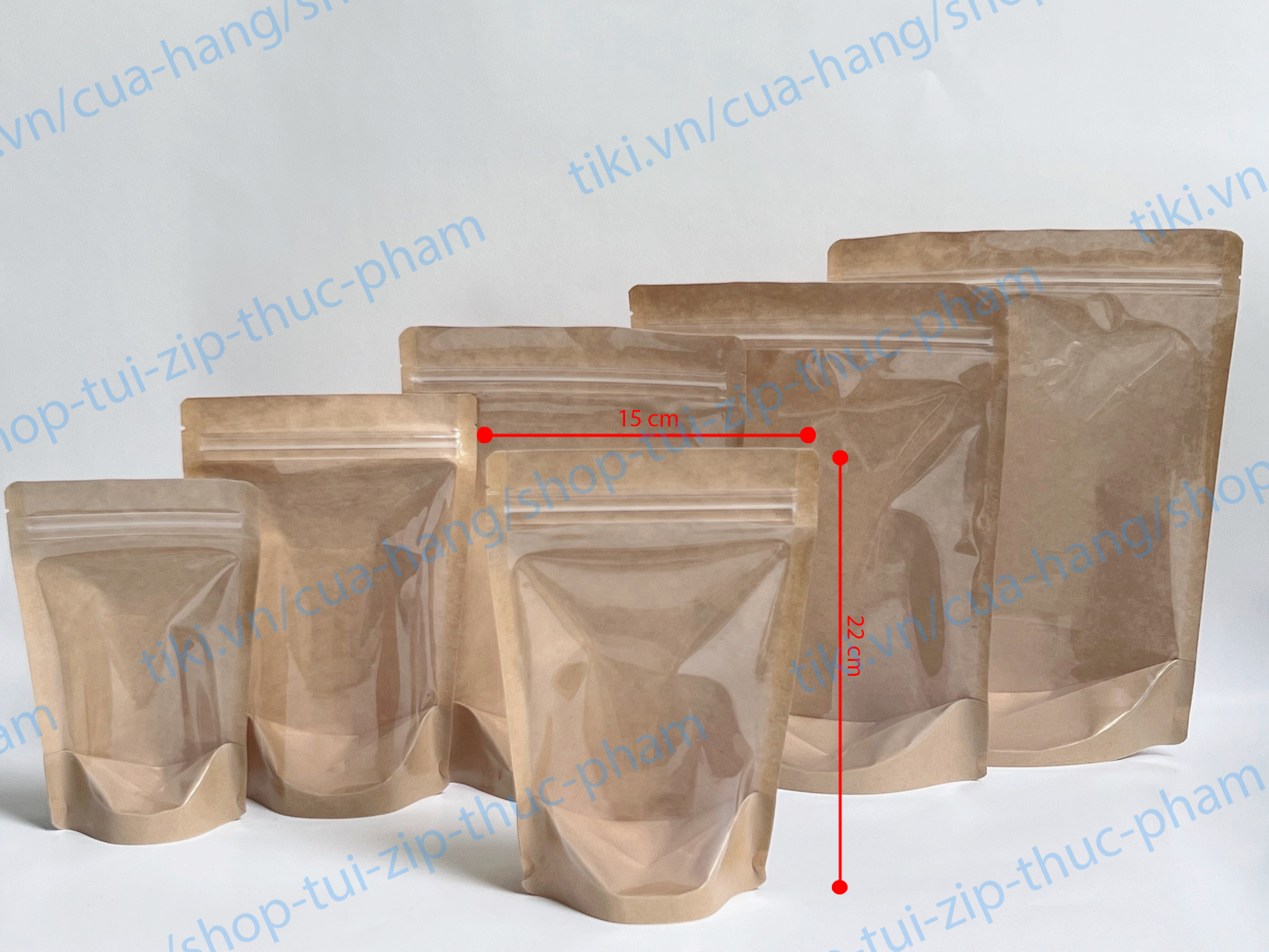 0.5KG Túi Zip mặt giấy - mặt trong, túi giấy đựng thực phẩm khô, Túi đựng bánh kẹo, túi zip giấy kraft, craft nhìn thấy sản phầm bên trong