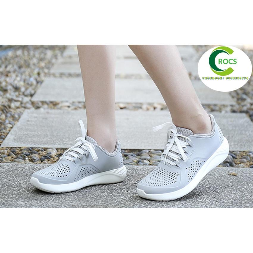Giày nhựa đi mưa chống hôi chân -Croslite-Literide-Pacer màu Trắng bạc