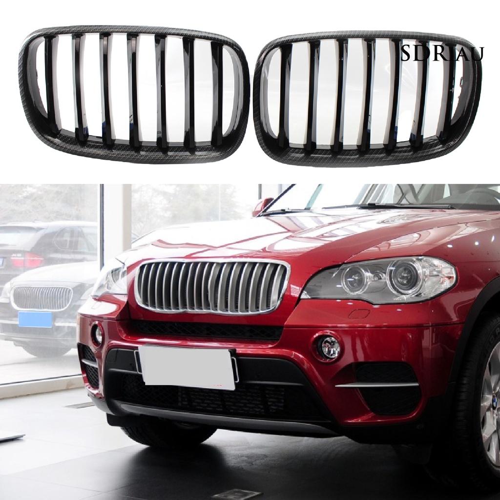 Set 2 Lưới Tản Nhiệt Màu Đen Bóng Gắn Mui Xe 51137157687 51137157688 Cho Bmw E70 X5 08-13