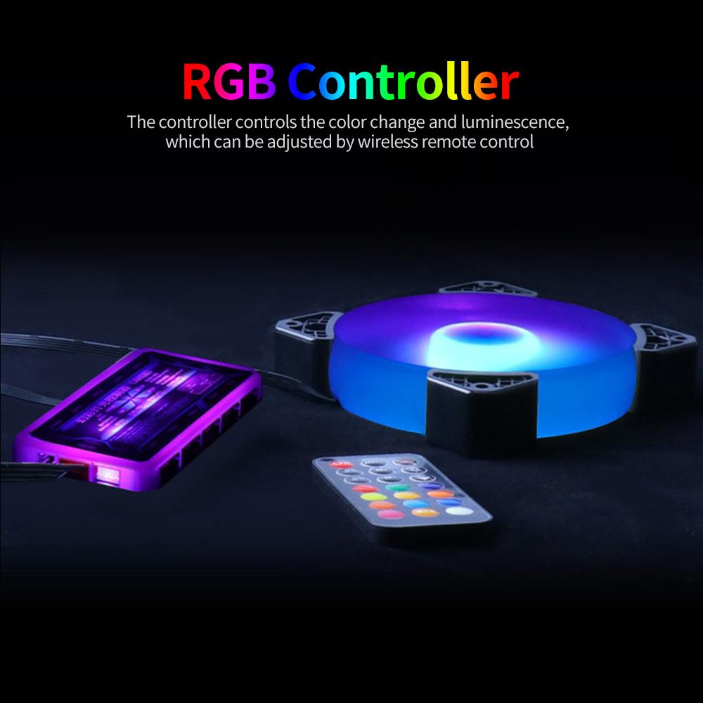 Quạt tản nhiệt máy tính Vỏ 12cm Làm mát Quạt RGB Tắt tiếng Chiếu sáng mát Tản nhiệt hiệu quả Vòng bi thủy lực im lặng