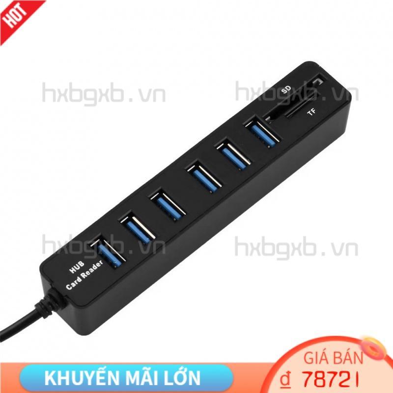 Cable Hub USB 2 0 6 Ports Wire Splitter High-speed Computer Power Cord Adapter with TF SD Card Reader