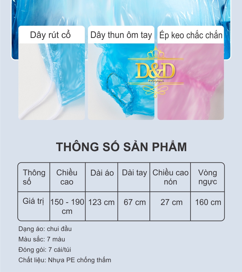 Combo 7 áo mưa du lịch, đi phượt mặc một lần tiện lợi