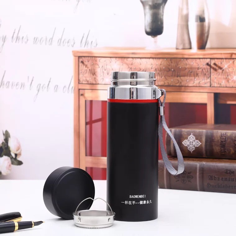 Bình giữ nhiệt cao cấp bằng inox không gỉ Water Cup 700ml, Tặng kèm gương mini xinh xắn