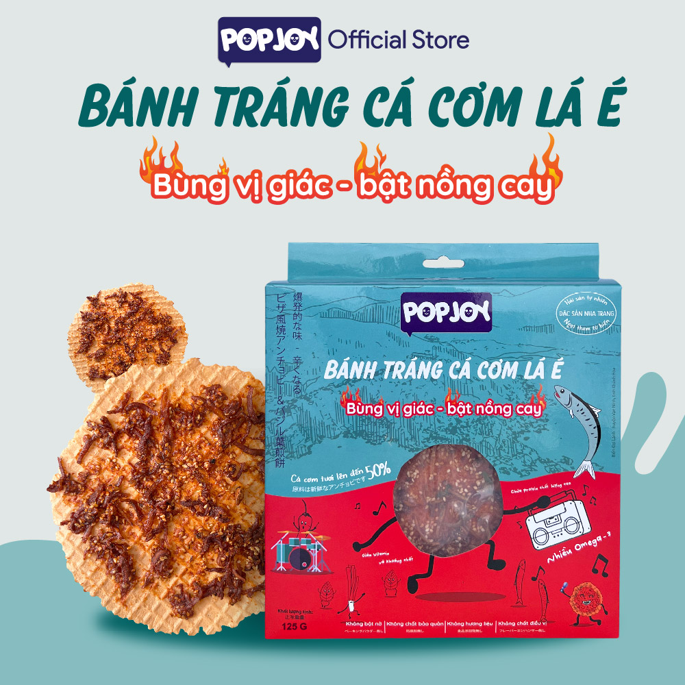 Combo 4 Vị Bánh Tráng Nướng Popjoy 125gram-Đặc Sản Nha Trang-Tôm Tươi, Mực Tươi, Cá Cơm Tự Nhiên, Pizza Gà Nướng Phô Mai