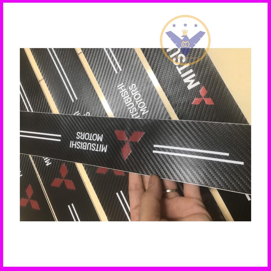 Bộ 9 miếng dán carbon chống xước bậc cửa, bậc cốp Mitsubishi Xpander, Attrage, Triton, Outalnder