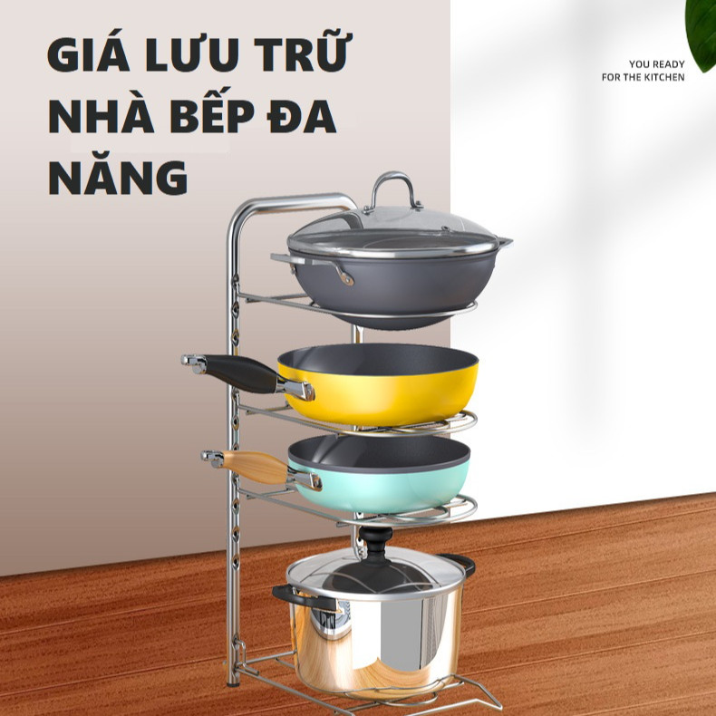 Kệ Để Xoong Nồi INOX 304 Cao Cấp SPEVI Không Gỉ Sét - Kệ Để Nồi Chảo Đa Năng Dạng Lắp Ráp, Có 4 Tầng Với 2 Kích Thước Thay Đổi Tùy Thích - Hàng Chính Hãng