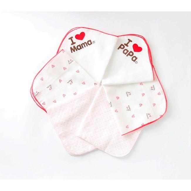 Khăn xô sữa cho bé I love PapaMama loại đẹp 25*25cm